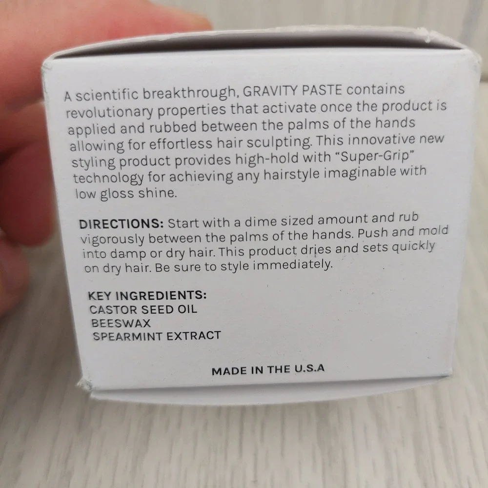 Hanz de Fuko Gravity Paste Mens 2oz White High Hold Medium Shine Styling Cream